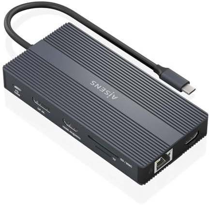 Aisens USB-C Dock 12-in-1, 2 x HDMI, 1 x DP RJ45, 4 x USB