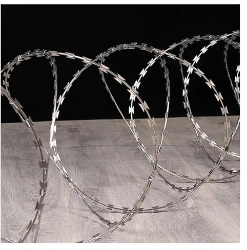 Razor Barbed Wire, Razor Wire, Razor Fence, Roll Razor Ribbon Concertina Wire Galvanized Steel Razor Wire Fencing Razor Fence, 10m/33ft