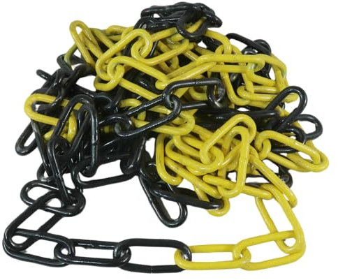 Dörner + Helmer Absperrkette, 6mm Dicke, 5m Länge, Verzinkter Stahl, Absperrung, Polybeutel, Langgliedrig, Schwarz/Gelb