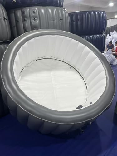 B&Y Inflatable Hot Tub, Portable Outdoor PureSpa Bubble Massage with 130 Soothing AirJets, Built-in Fast Fill Inflation System, LED Lights, Dustproof Cover&Floor Mat (Grey, 71''x 71''x28'')