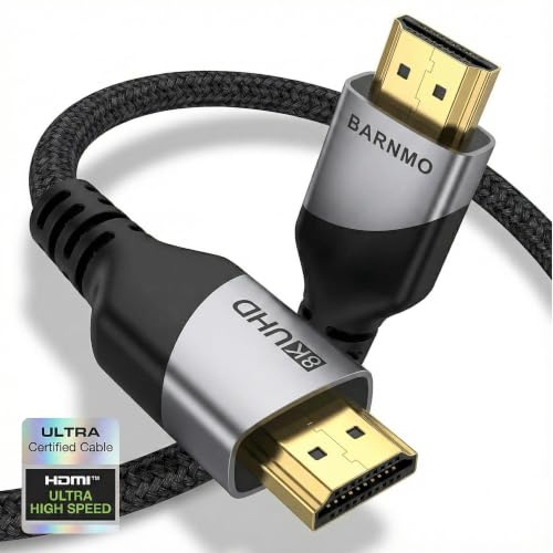 BARNMO Cavo HDMI 8K 2.1 certificato ad altissima velocità, 48 Gbps, 5m, supporta PS5/XBox, 4K UHD TV/lettore Blu-ray Dolby Vision, Soundbar Dolby Atmos/DTS: X (5 m)