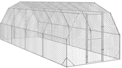 vidaXL Hühnerstall 2,5x8x2,25 m Verzinkter Stahl, Freilaufgehege, Tierlaufstall, Hühnerhaus, Freigehege, Kleintierstall, Geflügelstall