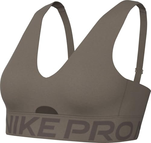 Nike Damen Pro Indy Plunge Gepolsterter Mit Mittlerem Halt Sport-BH, Mink Brown/Ironstone/White, L EU