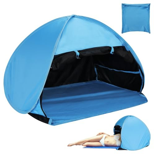 Yaskyly Mini Tenda Parasole da Spiaggia Pop Up Beach, SPF 50+ Protezione dai Raggi UV, Istantanea con Custodia per Esterni Leggera Impermeabile per Poggiatesta Campeggio All'aperto e Viaggi (Azzurro)
