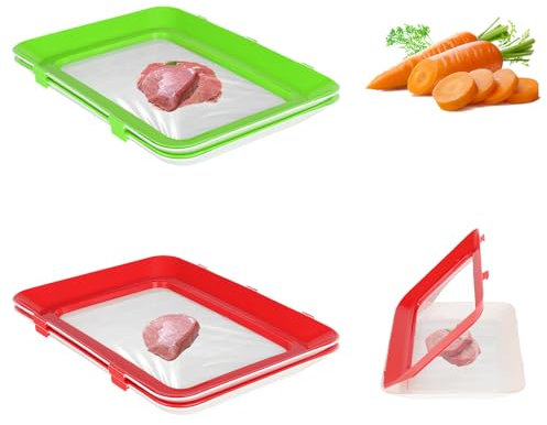 4Pcs Stretch Fresh Storage Trays - Stacked and Reusable Flat Food Storage Containers,Well Sealed Stretch Fresh Trays for Preserving Food, Practical and Rreliable Stretch Box Extend Freshness