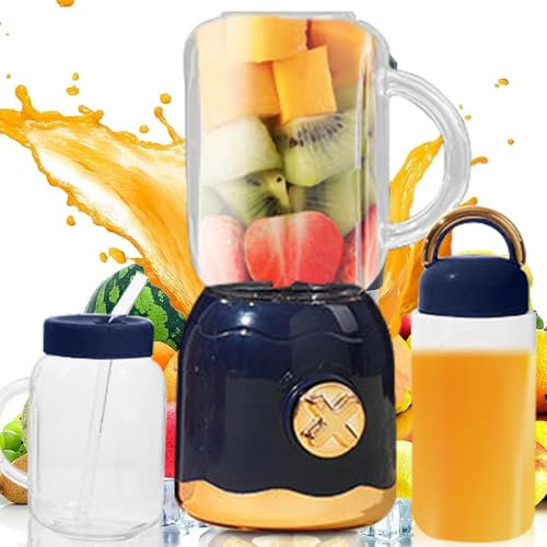 CLIUNT Batidora Portátil, Mini Licuadora Portatil, Smoothie Maker con 6 Cuchillas, Cargador USB Batidora Portatil Batidos, para la Preparación de Batidos, Zumos, Smoothies (Azul)
