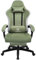 LUCKRACER Fabric Gaming Chair with Footrest, Ergonomic Computer Desk Chair with Pocket Spring Cushion Home Office High Back Support Lumbar Support Heavy Duty Wide (Green)