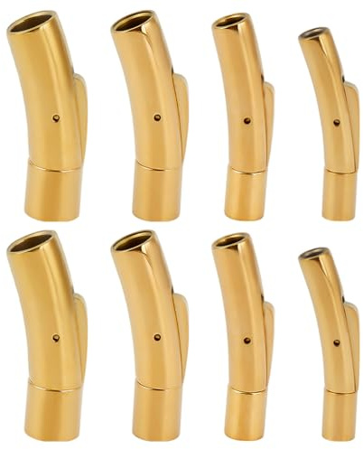 DELORIGIN 8 Stück Endverschluss Für Lederkordeln 4 Stile Bajonettverschlüsse Aus Edelstahl Mit Druckknöpfen Für Die Herstellung von Halsketten Und Armbändern (Golden)