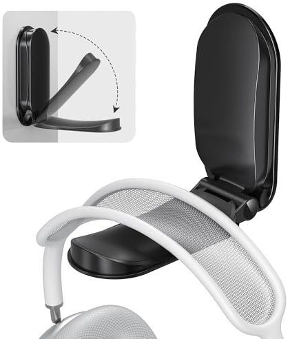 Itramax Kopfhörerhalter,Faltbarer Universal Headset-Ständer Haken für Schreibtisch,1 Stück Selbstklebende Kopfhörer Halterung Ständer Wandhalterung für PC Gaming Headsets,AirPods Max,HyperX – Schwarz