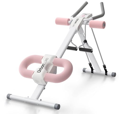 UrbanLuxe Ab Trainer Machine, Adjustable Abdominal Trainers with Display, Foldable Abdominal Workout Equipment with Knee Protection for Home Gym Core Strength Trainer-Pink