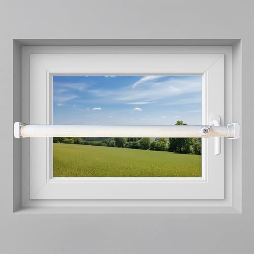 Fenstersicherung 1-fach – Einbruchschutz Teleskopstange mit Druckschloss | Edelstahl oder Weiß | Länge 600–3200 mm | Sicherungsstange für Fenster & Türen (Edelstahl, 600-1000mm)