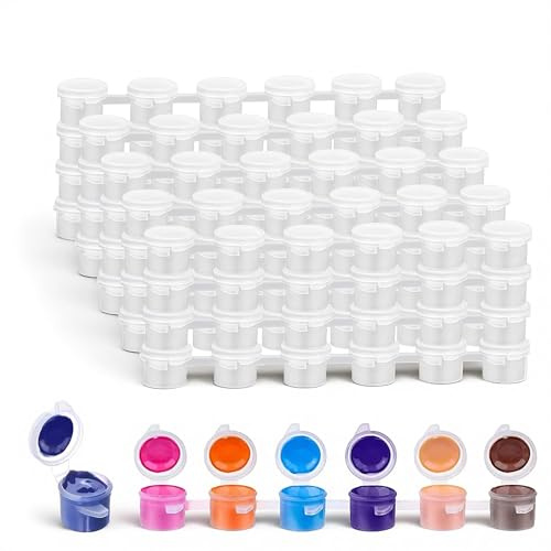 YOZAIUUI 1200Pcs Empty Paint Pots with Lids - 3ml Mini Strips | 200 Pack White Reusable Plastic Small Containers for Artists Crafters Classrooms or Schools