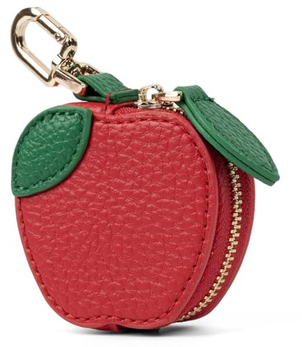 Mini Taschenanhänger Damen, Fruit Bag Charms, Coin Purse, Süßer Leder Münztaschen, Münzbeutel, Y2K Taschen Accessories für Frauen Mädchen Rucksäcke Geldbörse Handtaschen Weihnachten (Apfel)