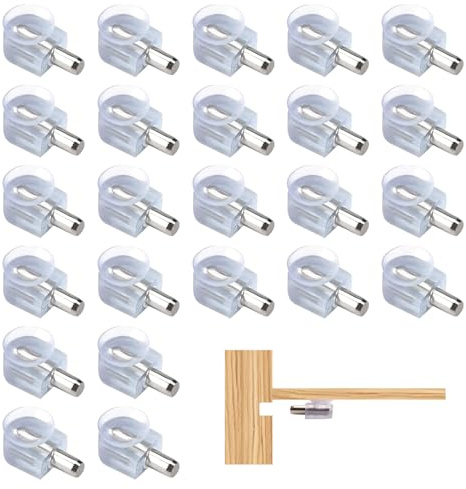 24 Pièces Supports de Tablette en Verre Transparents avec Ventouse, Supports de Verre 5 mm, Taquets d’Étagère pour Vitrine, Armoire, Cave à Vin et Bibliothèque