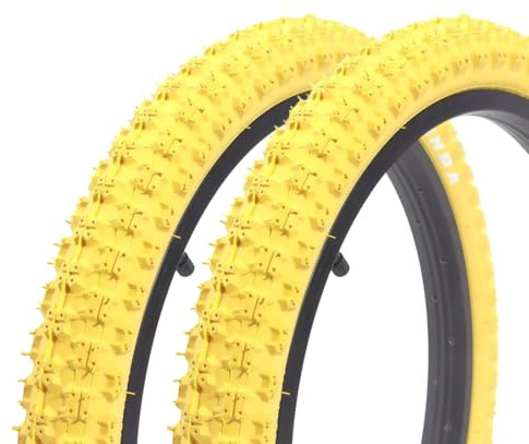 Kenda K-51 - Juego de neumáticos BMX de 20 x 2,25 pulgadas, aprox. 680 g, neumáticos de alambre, perfil de tacos, Dirt, Pumptrack & Street, amarillo, 1 par