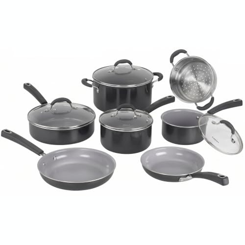 Cuisinart® Set di pentole antiaderenti Ceramica XT | Set da 11 pezzi di pentole e padelle | Rivestimento ceramico antiaderente rinforzato al titanio | Per tutti i piani cottura, inclusa l’induzione