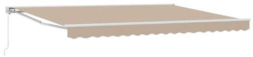 vidaXL Manuell einziehbare Markise Beige 5 x 3 m, Garten und Terrasse, rechteckige, Moderne, ausziehbare Markise, Perfekter Sonnenschutz, platzsparend, Polyesterstoff