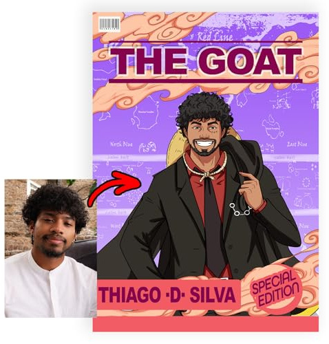 ALBALINO – Handgezeichnetes Manga Cover Poster | Personalisiertes Anime Poster mit eigener Überschrift und Wunsch-Charakter | Anime Geschenk personalisiert für jeden Anlass | Geschenkidee