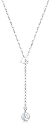 Elli Halskette Damen Herz Y-Kette Filigran Geo mit Kristallen in 925 Sterling Silber