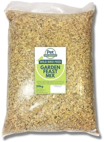 Copdock Mill Pet Performance Garden Feast Wild Bird Seed 20kg - All Year Round Bird Feed with Suet Pellets & Mealworms for Wild Birds - 100% Natural Bird Seeds for Small Garden Birds