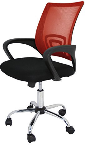 La Silla Española Ribadeo Silla de Oficina sin Reposacabezas, Poliéster y Rejilla, Rojo, 53.5x57x98 cm