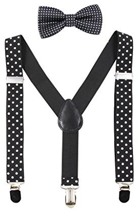 HANERDUN Tirantes Unisex con Pajarita para Niños y Niñas Fijación con Tres Clips en la Cintura del Pantalón para Niños de 1-10 Años