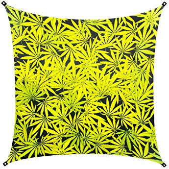 PSYWORK Schwarzlicht Segel Spandex | Goa Green Weed | 2,25 x 2,25m | UV-aktiv | Leuchtend | Wandtuch Wandbehang Stoff Neon Deko Party Tuch Tapestry Poster PSY
