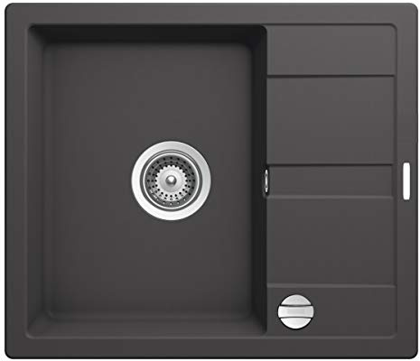 Victory S580 Granitspüle 58x50cm Küchenspüle Einbau Spülbecken ab 45/50er Schrank inkl. Drehexcenter Made in Germany (gray)