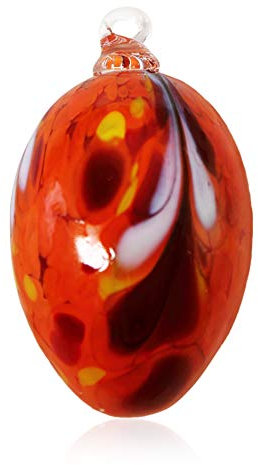 Lauschaer Glas Ostereier aus Glas mit Granulat verschiedene Größen und Sets mundgeblasen handgeformt (d 5cm L 8cm, Orange)