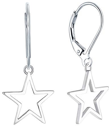JO WISDOM Damen Ohrhänger Stern Silber 925, Ohrringe Hängende mit Weißgold überzogen Schmuck für Frauen,Schmuck für Frauen