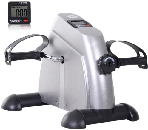 HOMCOM Mini Exercise Bike Pedal Exerciser with LCD Display | Portable, Under Desk Bike, for Legs and Arms Training