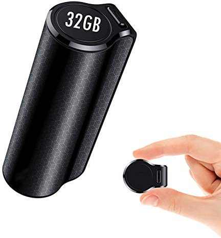 Mini Spionage Diktiergerät, 32GB Professionelles Aufnahmegerät, 3200 mA, 500 Std Betriebszeit, Standby 365 Tage, Stimmenaktivierung/Eingebauter starker Magnet/OTG/MP3 Player/One-Touch Aufnahme