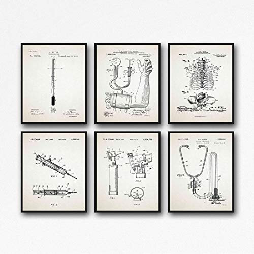 Medical Posters Doctors Surgery Decor Doctor Wall Art Medical Decor Set of 6 Medicine Posters Doctors Waiting Room Posters WB392-WB397 (40cm x 50cm, Ivory)