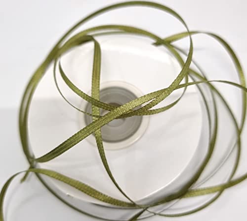 CaPiSo 100m Satinband 3mm Schleifenband Geschenkband Dekoband Satin Hochzeit Weihnachten Weihnachtsband (Armeegrün)