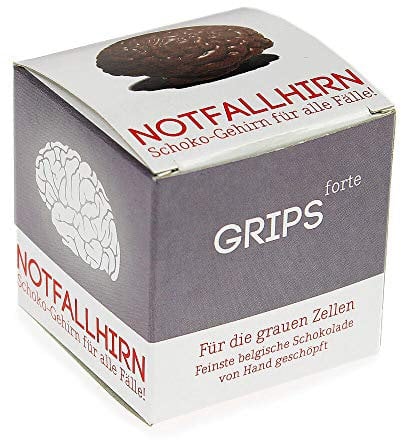 Monsterzeug Schokoladenhirn für Notfälle, Notfallhirn aus Schokolade als Glücksbringer, Gehirn aus Vollmilch-Schokolade, Schokoladengeschenk