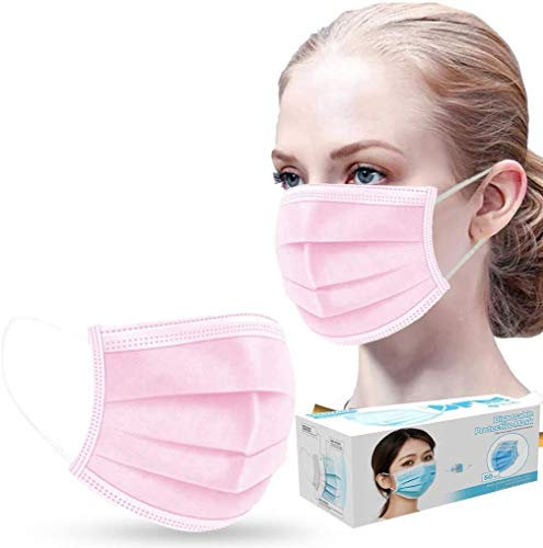 LITTONE® Copertura della Bocca monouso Rosa a 3 Strati, Antipolvere, Protezione Personale, USA e Getta (100)