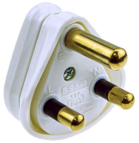 kenable 3 ROUND PIN Power Plug for Industrial 15A Sockets Unfused BS546 White [Single Unit]