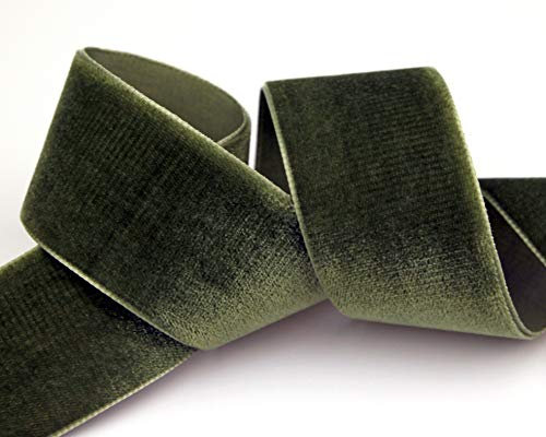 3 m x 36 mm Samtband GRÜN-BRAUN (642 lodengrün) Dekoband Moosgrün Olivgrün Velour einseitig Samt festkantig Velvet Ribbon zum nähen dekorieren