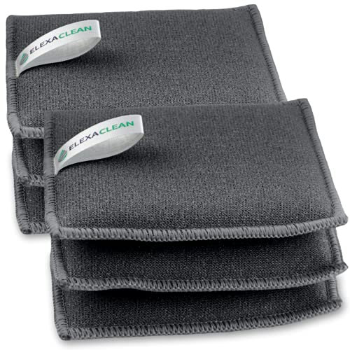 ELEXACLEAN Spülschwamm Topfreiniger Schwämme (6er Set, 12x10 cm, Dunkel-Grau) waschbar - zum wiederverwenden, mit Mikrofaser - Neu: Große Version