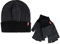 Levi's Warme Wintermütze für Herren, wendbar, mit fingerlosem Handschuh-Set, Dunkelgrau/Schwarz, Einheitsgröße