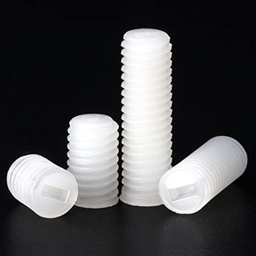 JAP768 1 Stück M3 M4 M5 M6 M8 Weiß Nylon Kunststoff Schlitz Schrauben Flachspitze Gewindestifte (Farbe: 50 Stück, Größe: M5 x 8 mm)