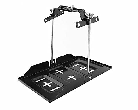 THEPRO Battery Hold Down Tray Kit, Corrosion-Resistant Steel Storage Battery Holder Adjustable Bracket Clamp for Car, Boat, Marine (23cm Bolt with 28cm Battery Tray)