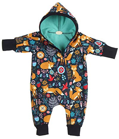 Lilakind“ Baby Overall Einteiler mit Kapuze Softshell Fuchs Marine-Blau Gr. 68/74 - Made in Germany