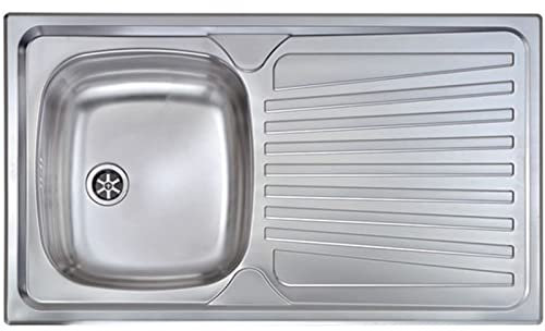 Lavello Cucina 1 Vasca Sinistra con Gocciolatoio Destro cm. 86 X 50 Acciaio Inox
