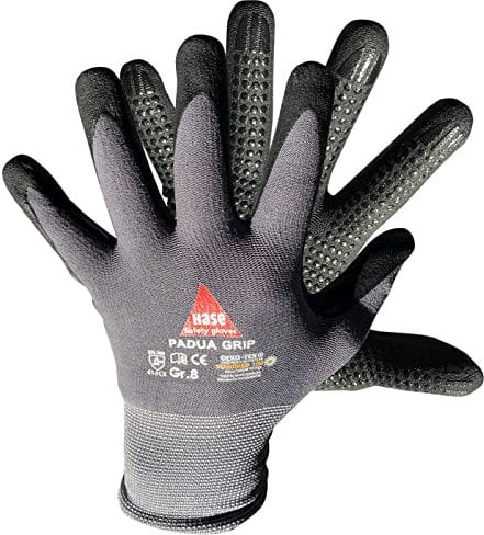 Hase Montagehandschuh Padua Grip, aus Nylon Feinstrick, trilnoppung an Handinnenflächen und Fingerkuppen, 3/4 Nitril Schaum Beschichtung, dies bietet eine hohe Weiterreißfestigkeit (10, 9)