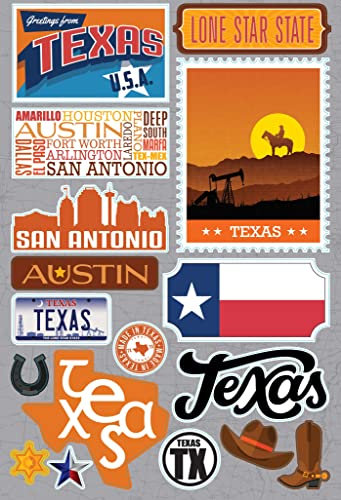 Reminisce Jet Setters 3.0 State Dimensional Stickers-Texas