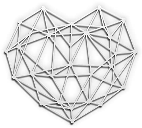 tuning-art WB04 Wanddekoration | Deko Metallschild | Stahl | Massiv | geometrische Wandkunst, Farbe:Herz Weiß