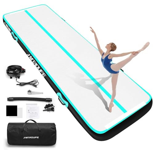 HMTAOLIFE Inflatable Gymnastics Mat Air Training Track, Air Track Tumbling Mat 6.6/10/13/16/20ft Tumble Track for Kids, 4/8 inch Thick Air Track with Pump, Tumble Mat for Gym/Yoga/Cheerleading/Home