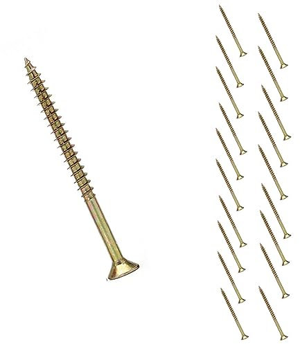 Long Wood Screws, Flat Head Wood Screws M5 x 80mm Self Tapping Drive Wood Screws, Galvanized Steel Countersunk Head Flat Modified Truss Head Wood Screw for Repairing Furniture, Joinery, DIY, 20 Pack