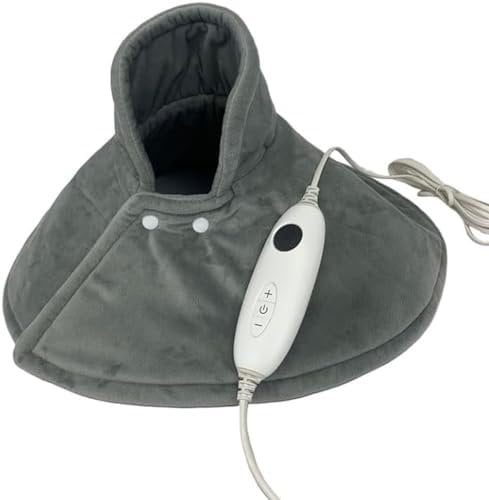 Electric Heat Pad for Neck Pain Relief & Shoulder Pain Relief - 6 Heat Levels, Super-Soft Luxury Fleece, 90min Auto-Off Timer, Overheat Protection, Hand Washable Fast Heating Pad & Neck Warmer, Grey